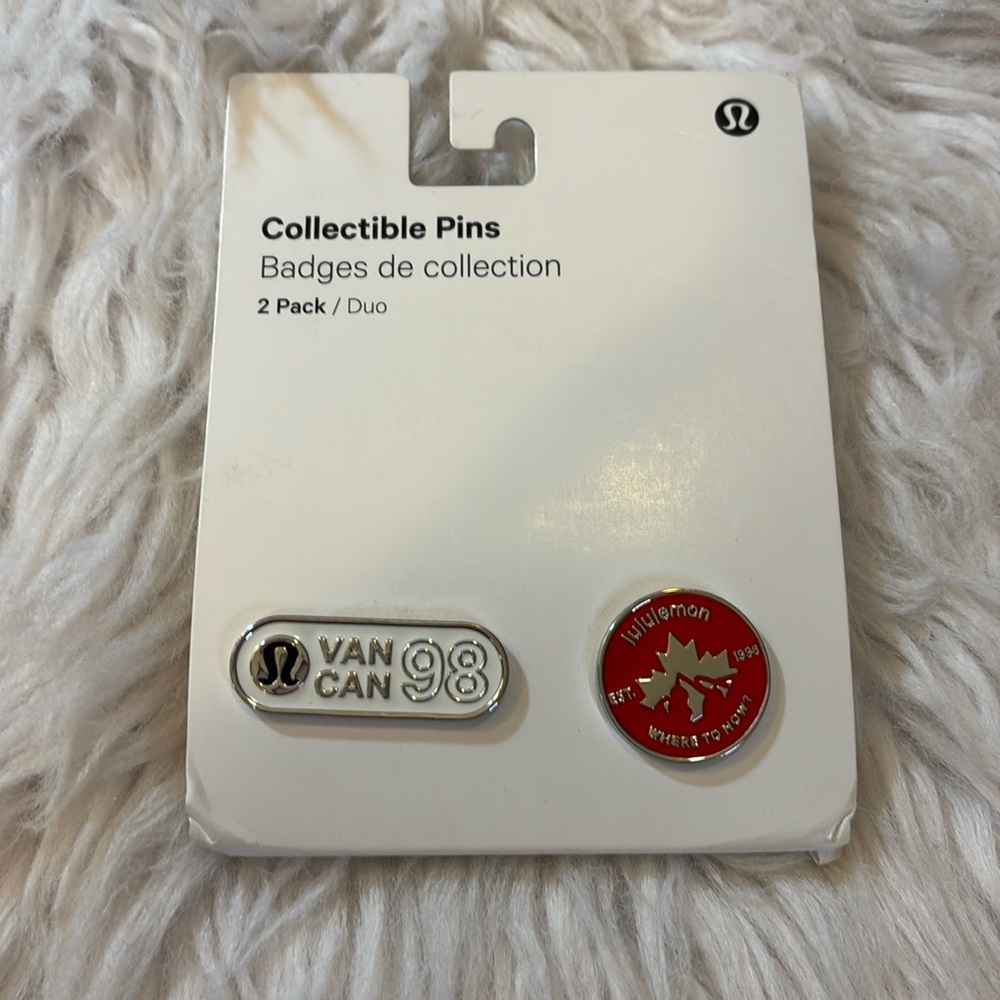 Lululemon Collectible Pins Duo, White/Lulu Red